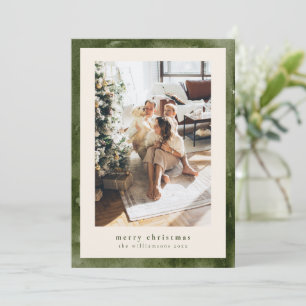 Watercolor Forest Green Christmas Family Photo Holiday Card