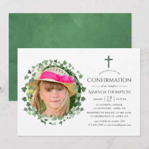 Watercolor Forest Greenery Baptism or Christening Invitation
