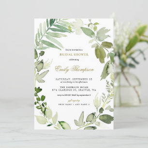 Watercolor Forest Greenery Bridal Shower Invitation