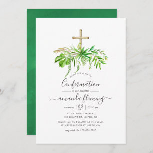 Watercolor Forest Greenery Confirmation Invitation
