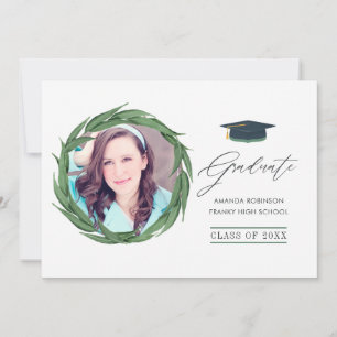 Watercolor Forest Greenery Graduation Announcement