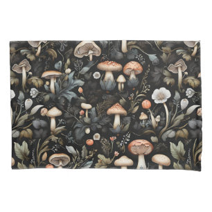 Watercolor Forest Greenery Mushrooms Fall Pillowcase