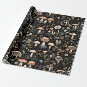 Watercolor Forest Greenery Mushrooms Fall Wrapping Paper