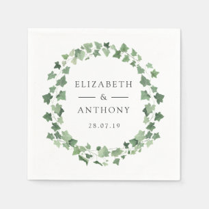 Watercolor Forest Greenery Wedding Napkin