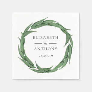 Watercolor Forest Greenery Wedding Napkin