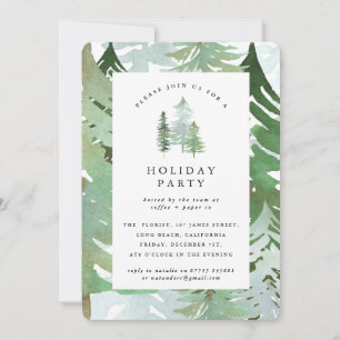 Watercolor forest Holiday Party invitation. Invitation