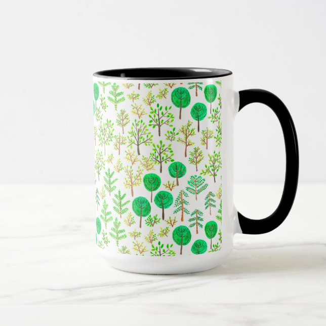 Watercolor forest in doodle style mug (Right)