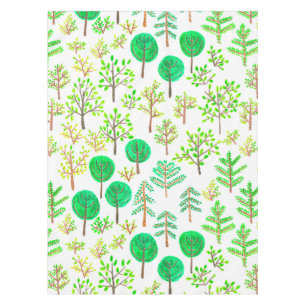Watercolor forest in doodle style tablecloth