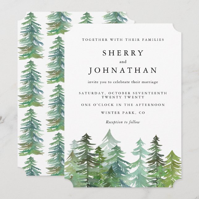 WATERCOLOR FOREST INVITATION (Front/Back)