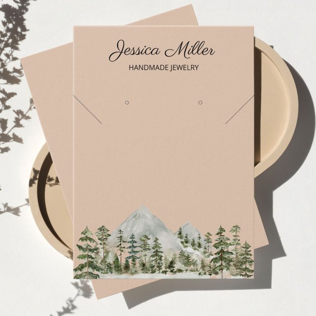 Watercolor Forest Jewelry Business Display Card (Close up)