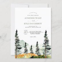 Watercolor Forest Landscape Mountain Wedding