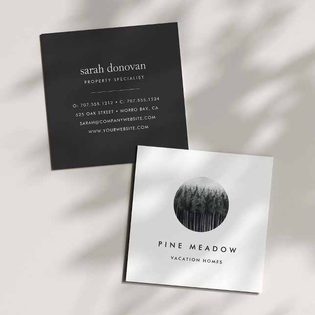 Watercolor Forest Logo Square Business Card (Creator Uploaded)