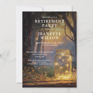 Watercolor Forest Mason Jar Retirement Party Invitation