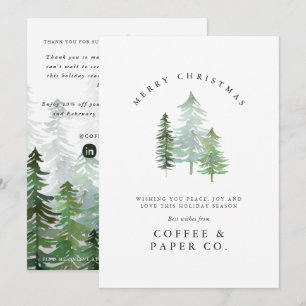 Watercolor forest Merry Christmas corporate Holiday Card