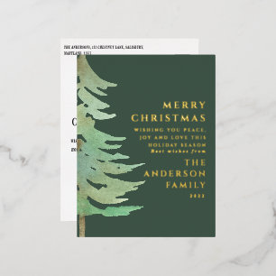 Watercolor forest Merry Christmas Holiday