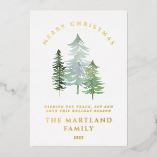 Watercolor forest Merry Christmas Holiday Card