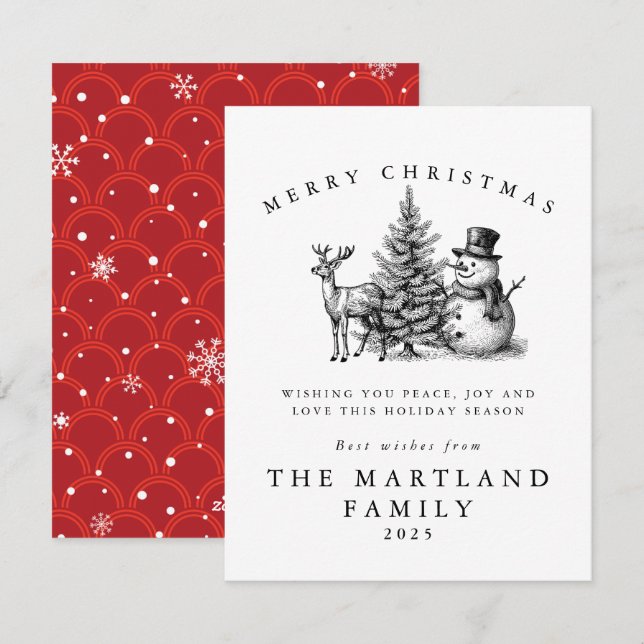 Watercolor forest Merry Christmas  Holiday Card (Front/Back)