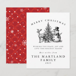 Watercolor forest Merry Christmas  Holiday Card