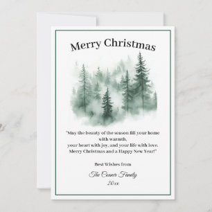 Watercolor Forest Merry Christmas Holiday Card