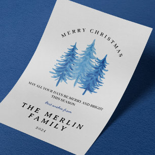 Watercolor Forest Merry Christmas Holiday Card