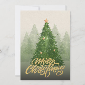 Watercolor Forest Merry Christmas Holiday Card