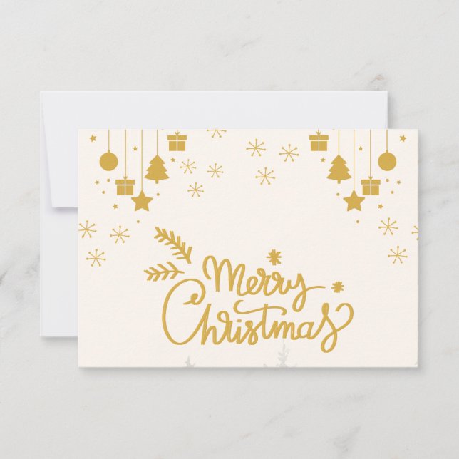 Watercolor forest Merry Christmas Holiday Thank You Card (Front)