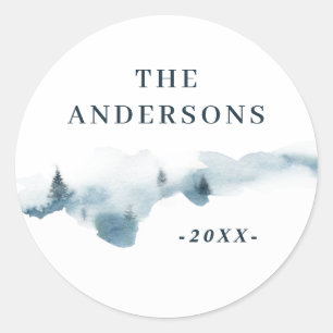 Watercolor forest minimal personalised classic round sticker