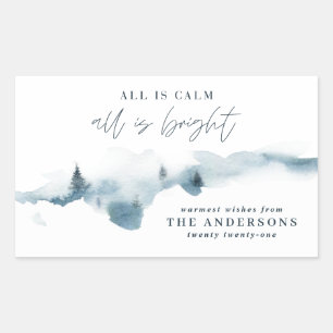 Watercolor forest minimal personalised rectangular sticker