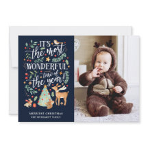 Watercolor Forest Most Wonderful Time Navy Photo