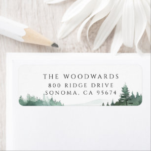 Watercolor Forest Mountain Lake 