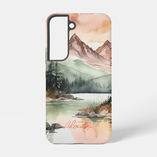 Watercolor Forest Mountains Nature Samsung Galaxy S22 Case (Back)