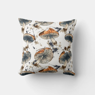 watercolor forest mushroom design cushion