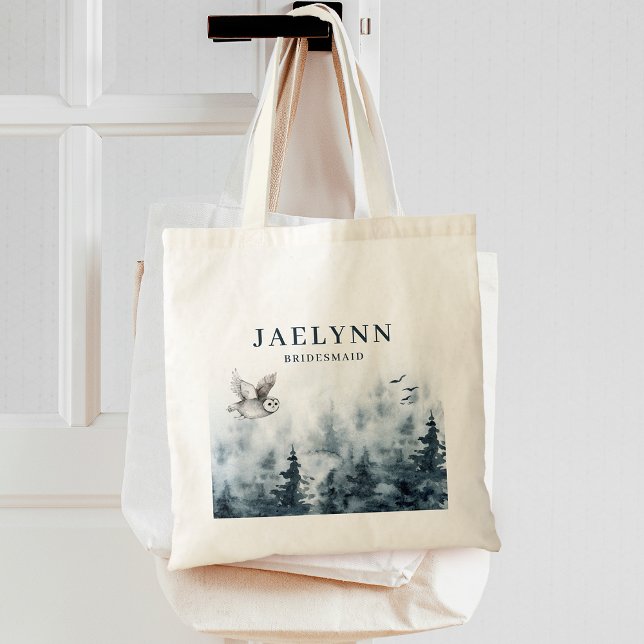 Watercolor Forest Owl  Bridesmaid Tote Bag (Watercolor Forest Owl Bridesmaid Tote Bag)