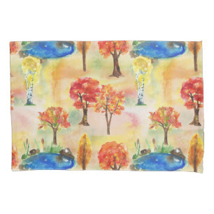 Watercolor forest pillowcase