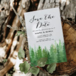 Watercolor Forest Pine Trees Photo Save the Date<br><div class="desc">Watercolor Forest Pine Trees Photo Save the Date Delight in the enchanting beauty of nature with our Rustic Watercolor Green Forest Trees Save the Date postcard. This design seamlessly blends the serene charm of lush forest greenery with the elegance of soft watercolor hues, creating a breathtaking preview of your upcoming...</div>