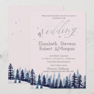 Watercolor Forest Pine Trees Wedding  Invitation