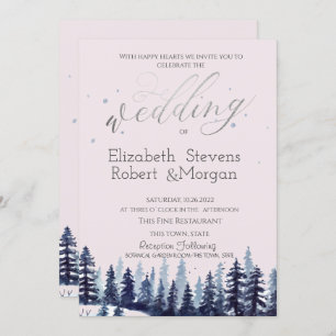 Watercolor Forest Pine Trees Wedding Invitation