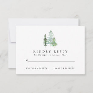 Watercolor forest reply card