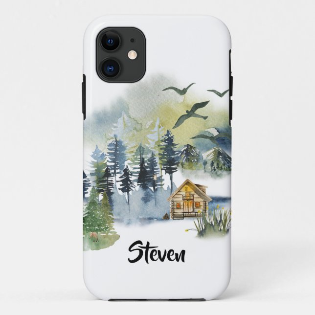 Watercolor forest scene personalised Case-Mate iPhone case (Back)