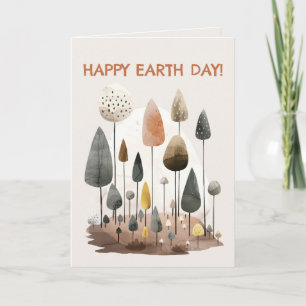 Watercolor Forest Scenery Happy Earth Day Holiday Card
