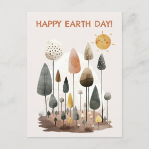 Watercolor Forest Scenery Happy Earth Day Postcard