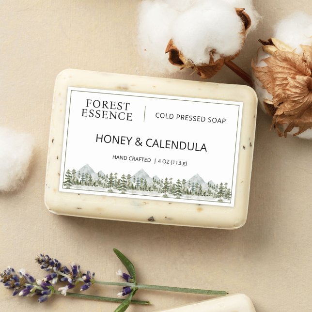 Watercolor Forest Soap Business Product Label (In situ)