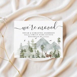 Watercolor Forest Trees And Deer Announcement Postcard
