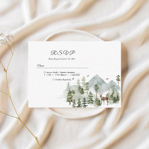 Watercolor Forest   Trees And Deer  Enclosure Card