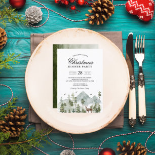 Watercolor Forest   Trees And Deer    Invitation