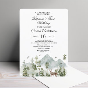 Watercolor Forest   Trees And Deer    Invitation