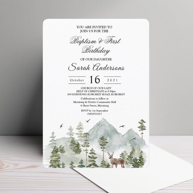 Watercolor Forest | Trees And Deer |  Invitation (Creator Uploaded)