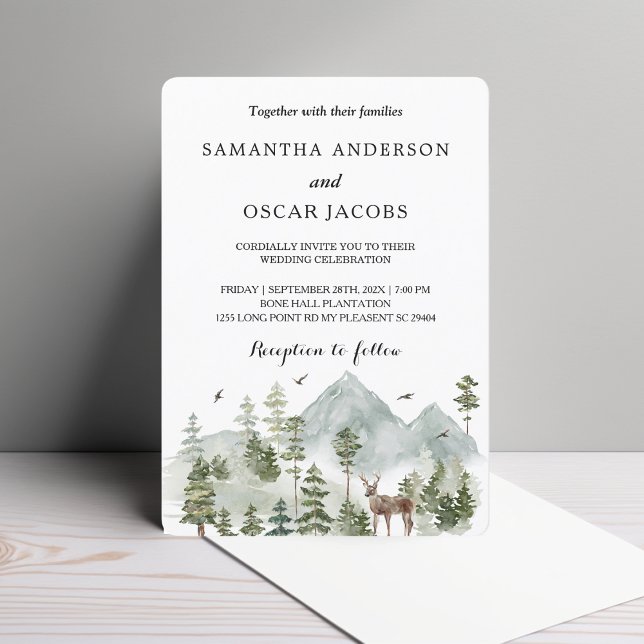 Watercolor Forest | Trees And Deer  Invitation (Creator Uploaded)
