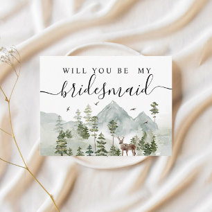 Watercolor Forest Trees And Deer Invitation Postcard