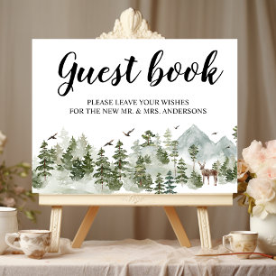 Watercolor Forest Trees And Deer Poster